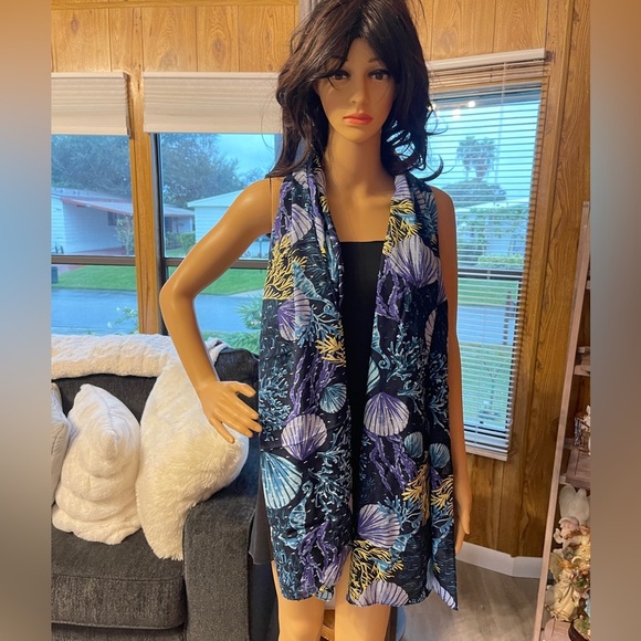 J JASÓN WU Printed Clíp Dot Scarf In Marine Blue - Picture 6 of 12